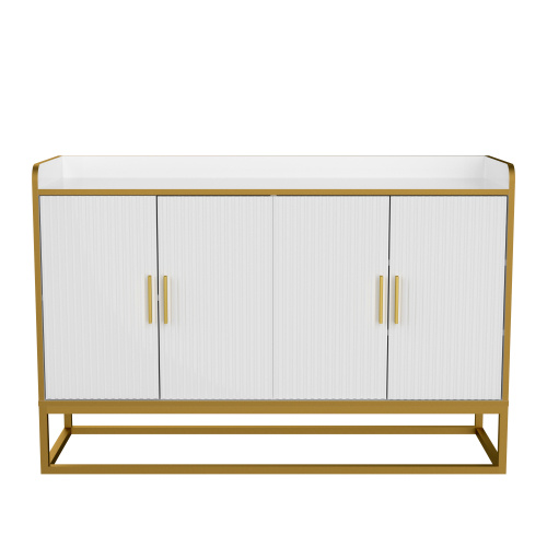 Modern Kitchen Buffet Storage Cabinet Cabinet White Gloss With Metal Legs For Living Room Kitchen - Image 4