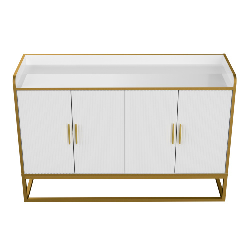 Modern Kitchen Buffet Storage Cabinet Cabinet White Gloss With Metal Legs For Living Room Kitchen - Image 2