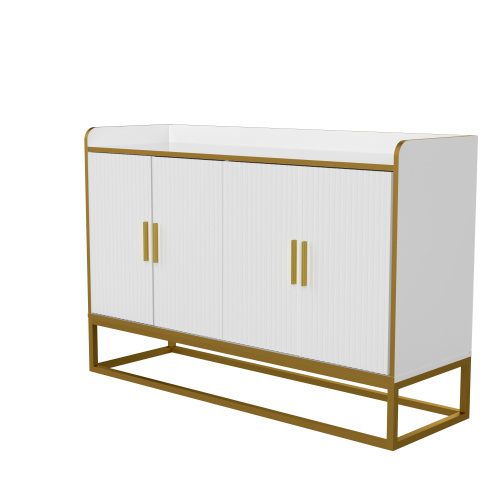 Modern Kitchen Buffet Storage Cabinet Cabinet White Gloss With Metal Legs For Living Room Kitchen - Image 6