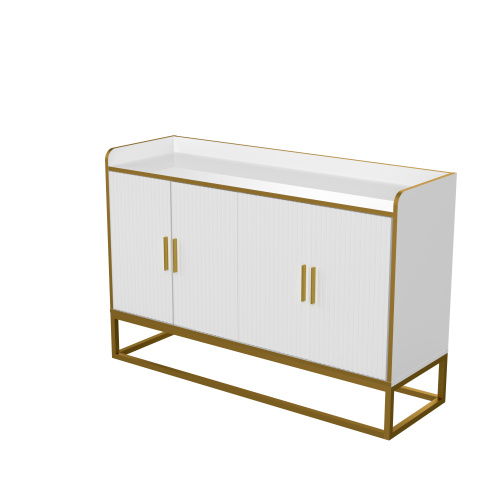 Modern Kitchen Buffet Storage Cabinet Cabinet White Gloss With Metal Legs For Living Room Kitchen - Image 7